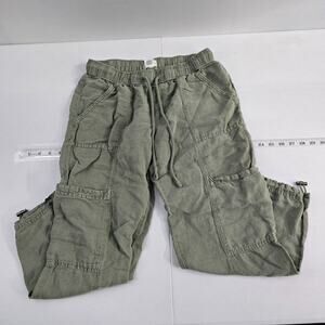 Nicole Miller Linen pants green size Small womens cargo style jogger 6573
